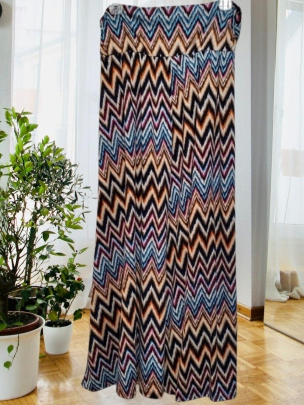Joe B Multi Color Chevron Print Maxi Skirt